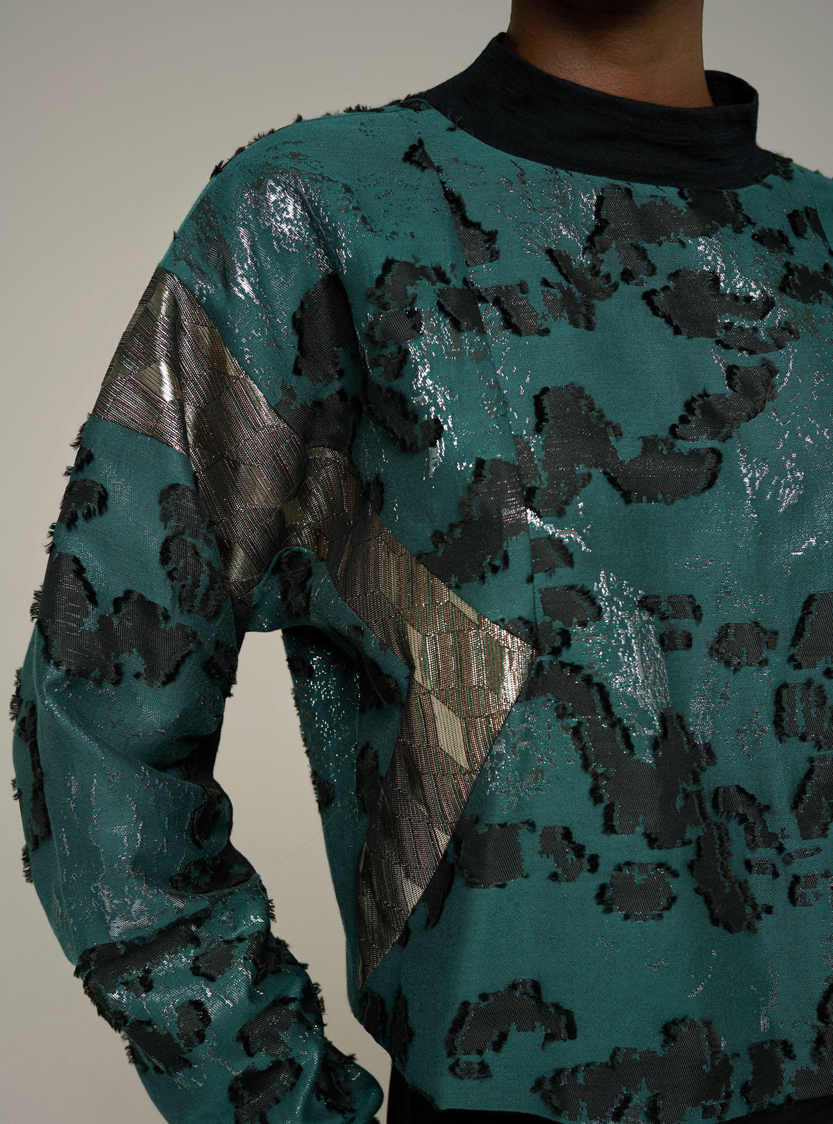 Cotélac Oversized long-sleeve mock-neck blouse