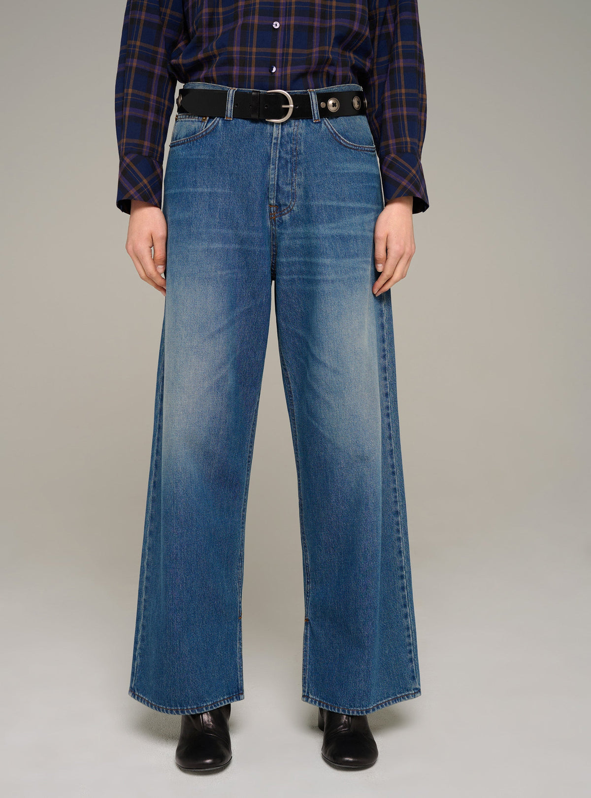 Cotélac Wide-leg jeans with ankle slits