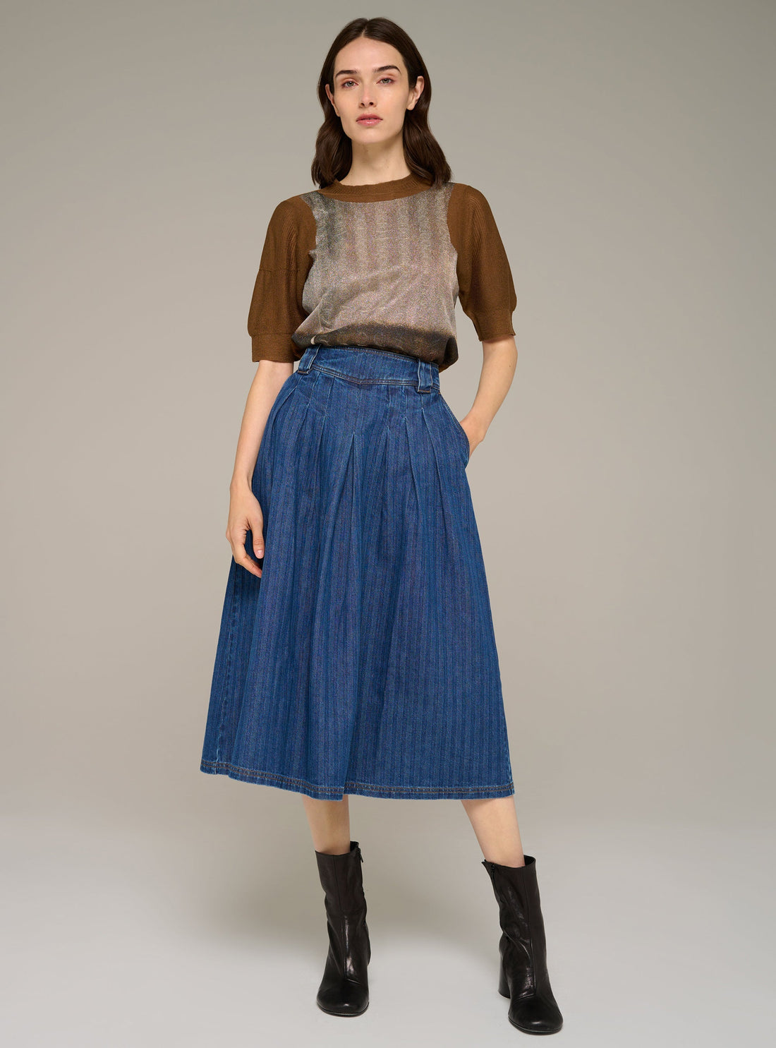 Cotélac Denim midi skirt