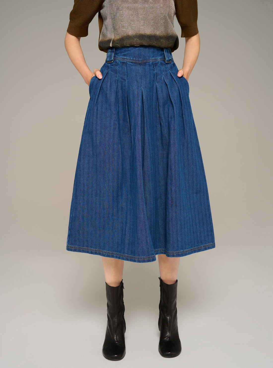 Cotélac Denim midi skirt