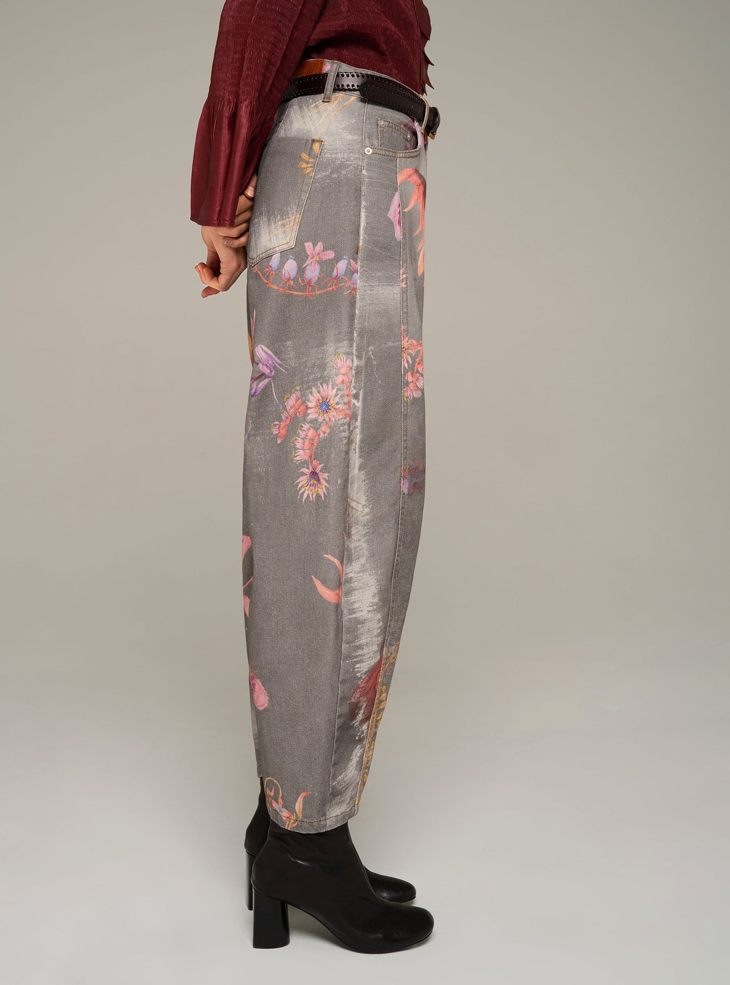 Cotélac Printed barrel-leg jeans