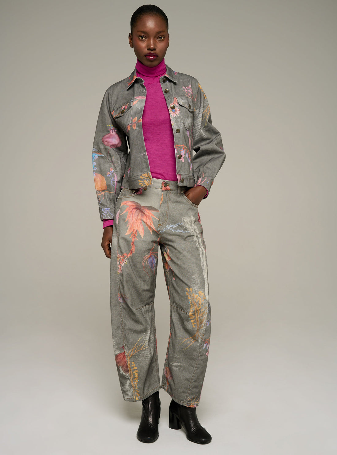 Cotélac Printed long-sleeve denim jacket