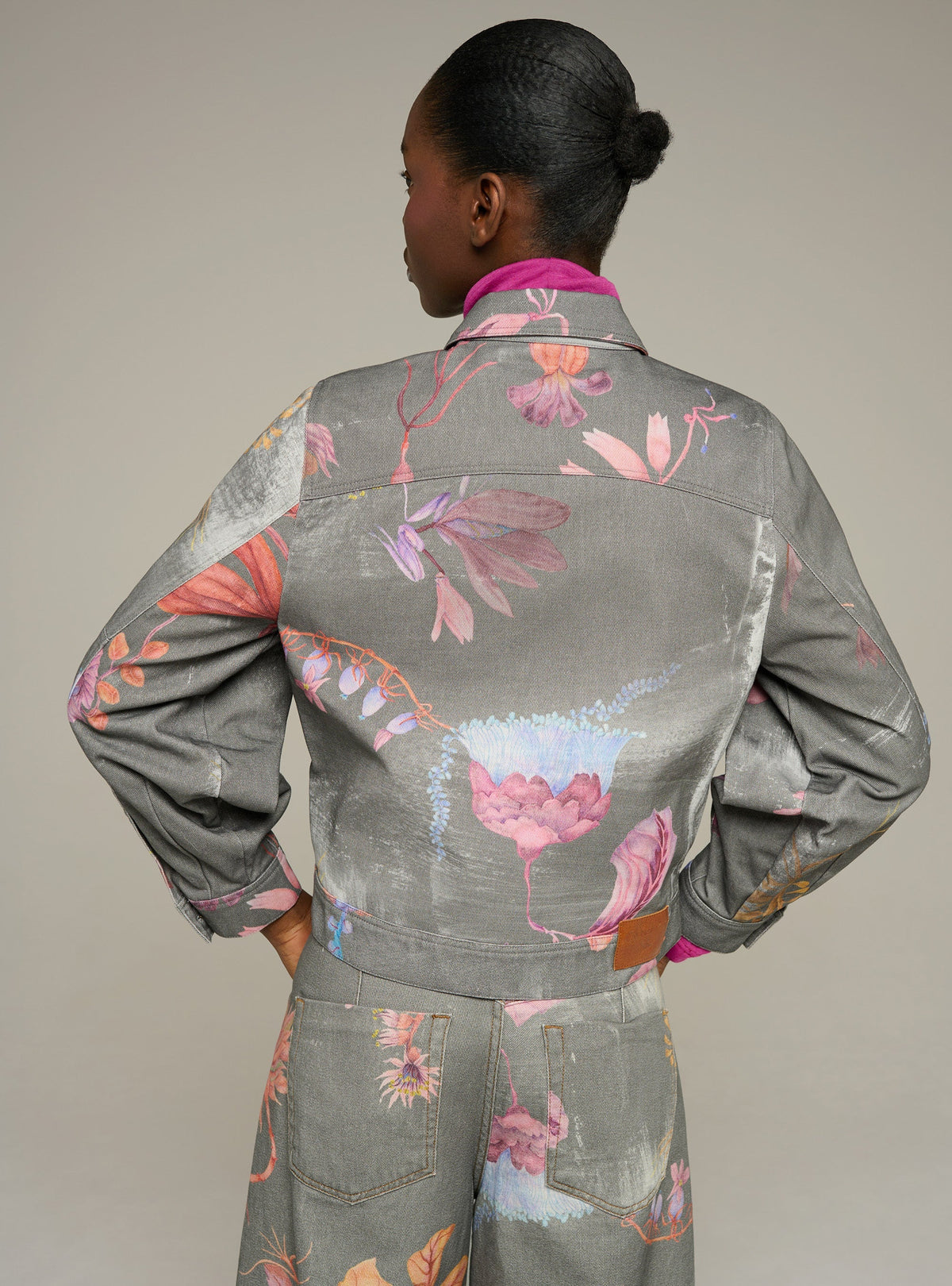 Cotélac Printed long-sleeve denim jacket