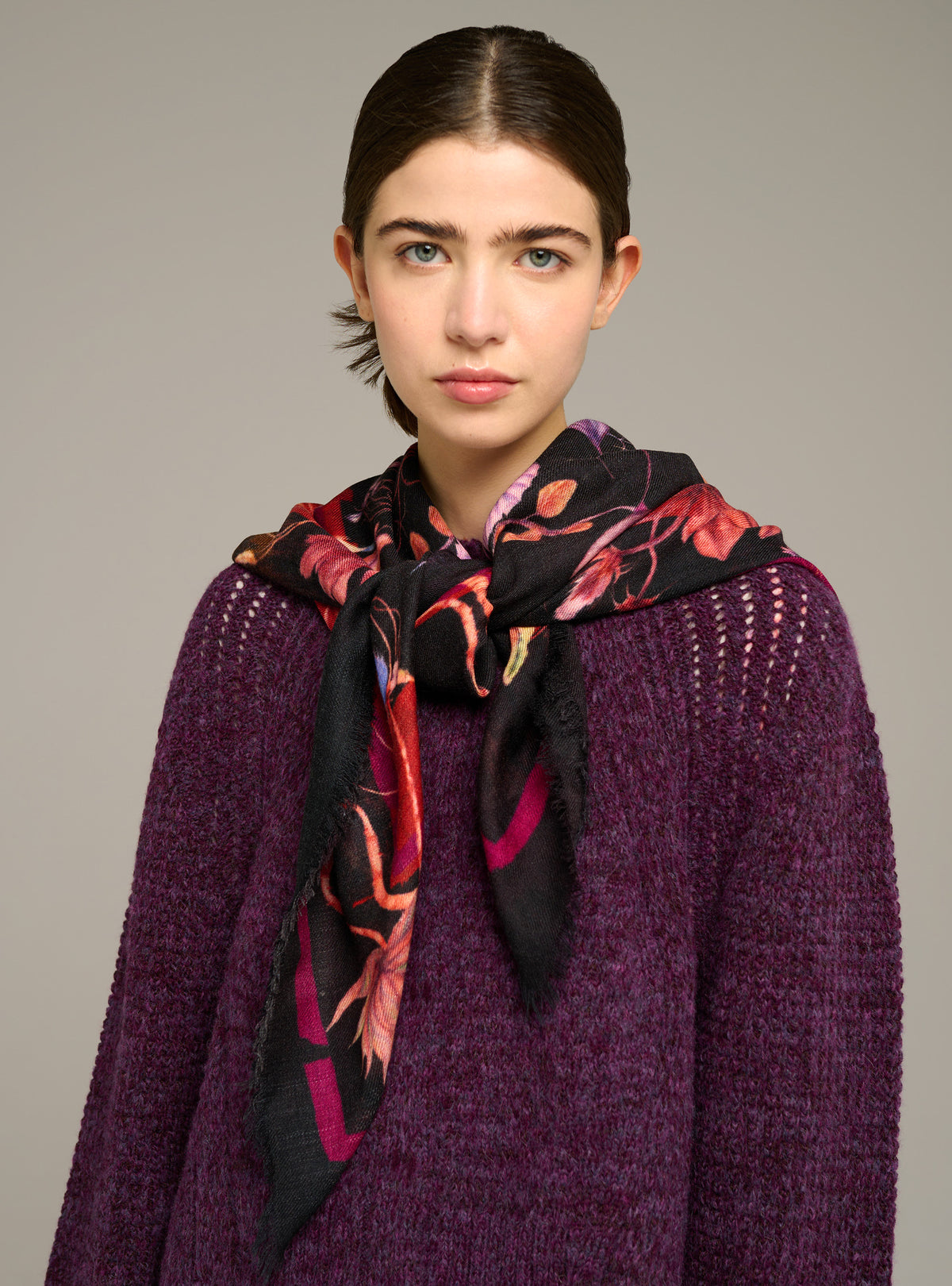 Large printed wool scarf
