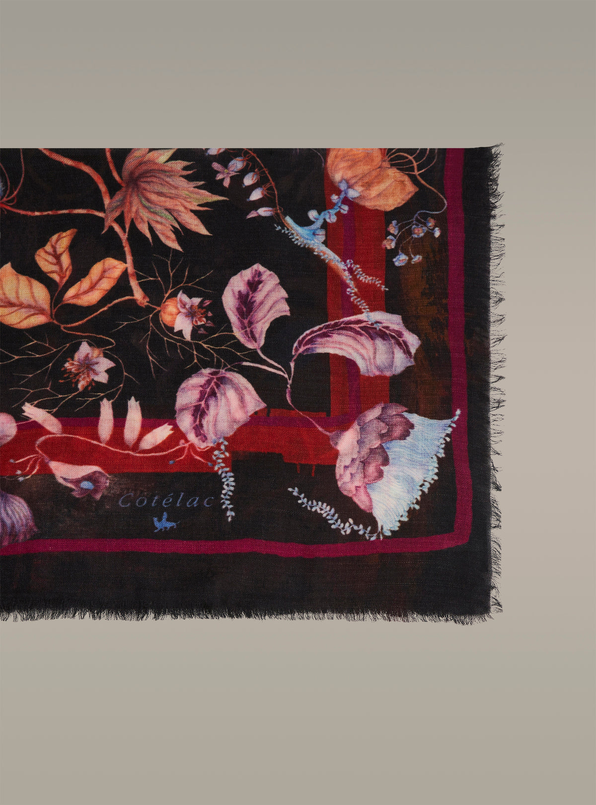 Large printed wool scarf