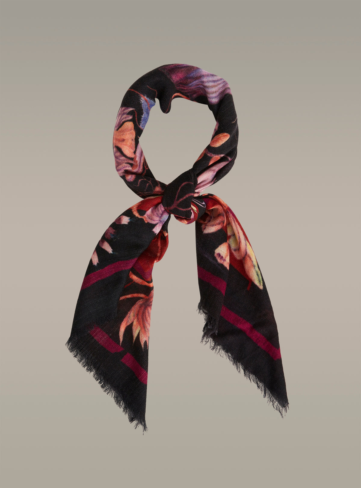 Large printed wool scarf