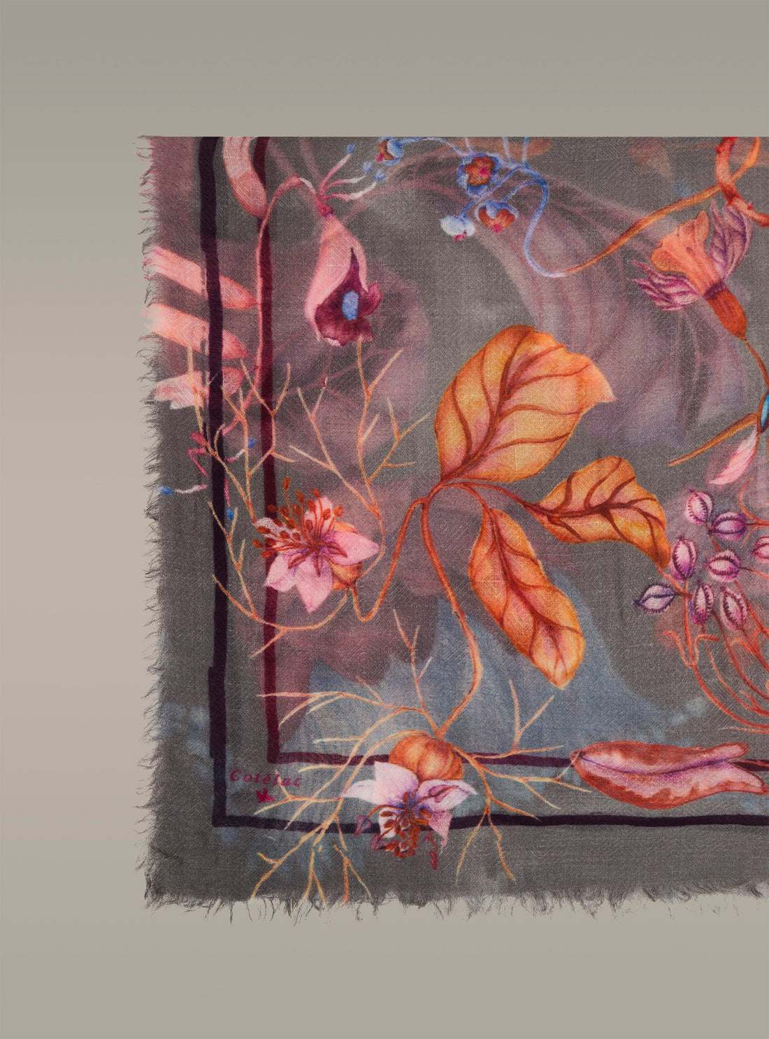 Large printed wool scarf