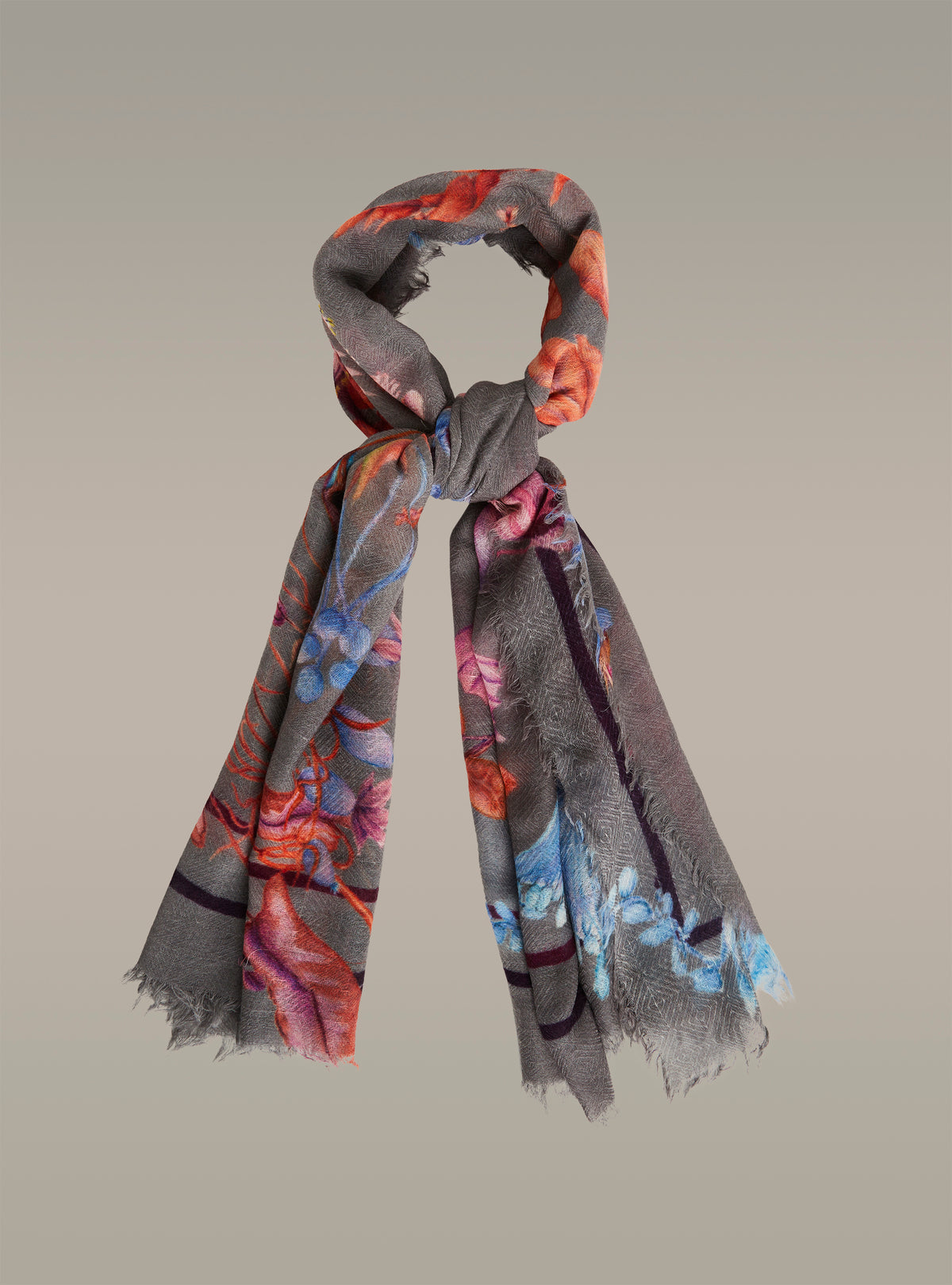 Large printed wool scarf