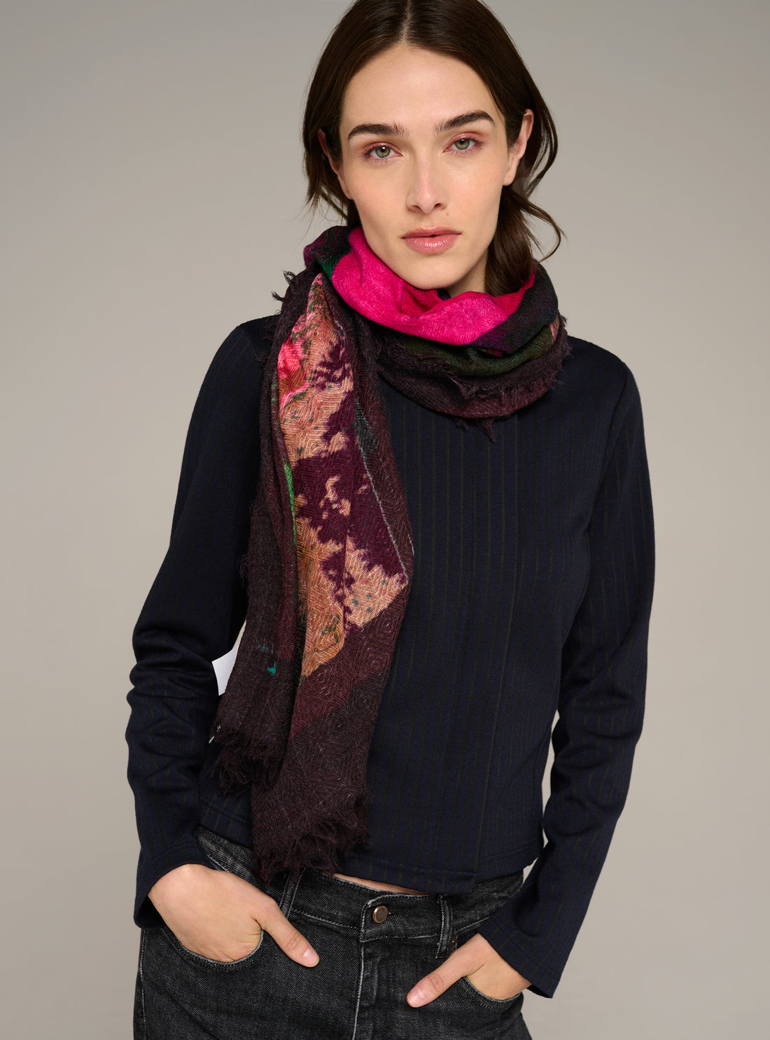 Large printed wool scarf