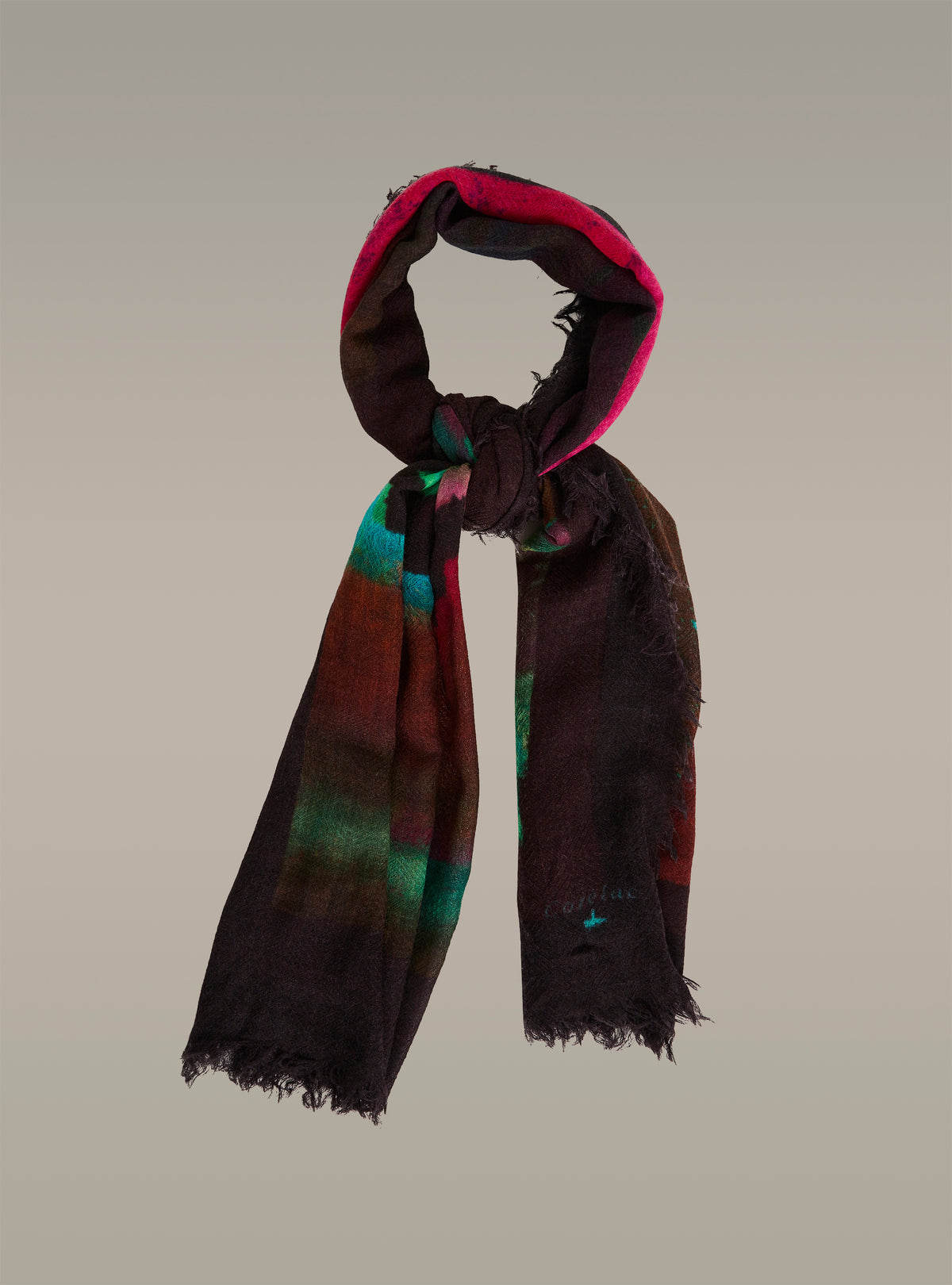 Large printed wool scarf