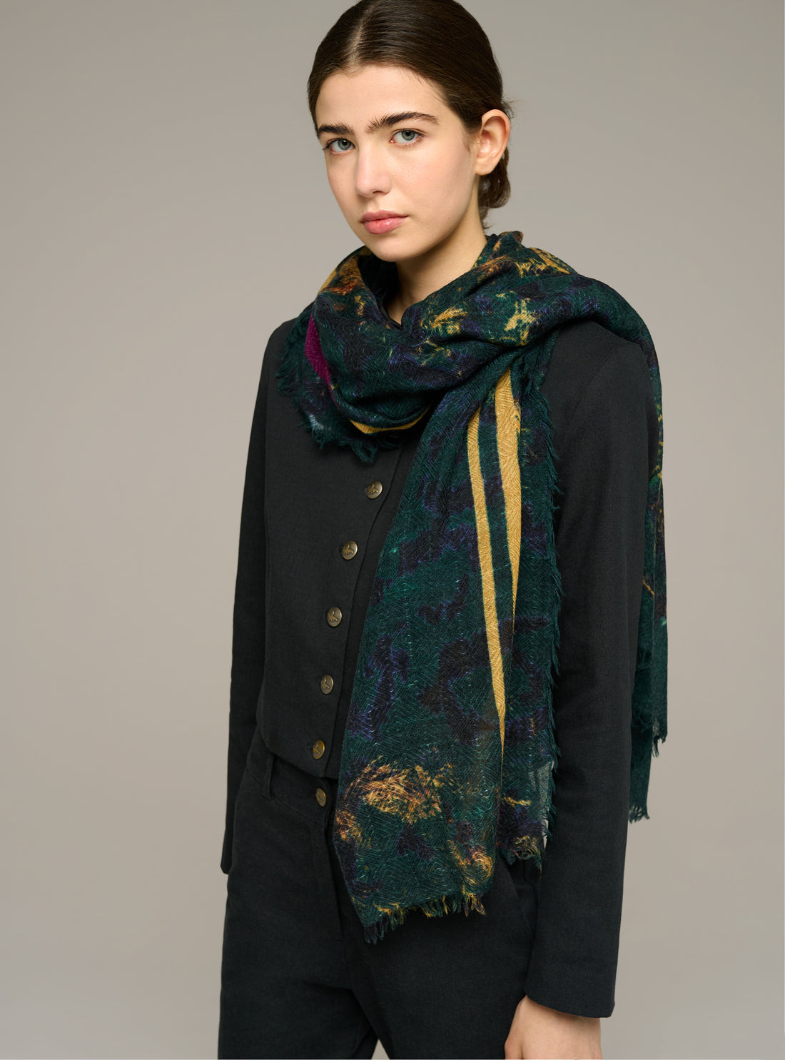 Large printed wool scarf