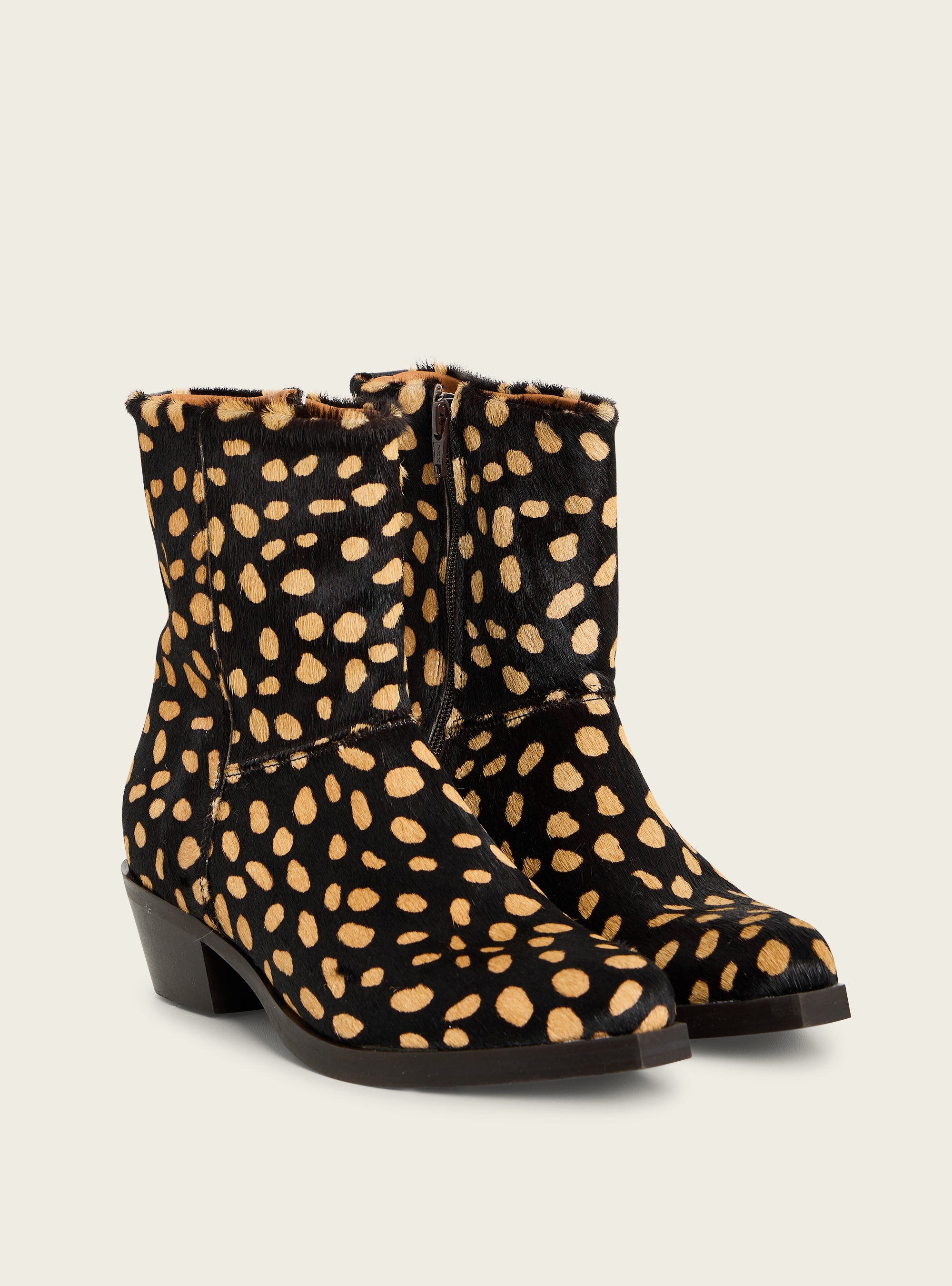 Animal print leather ankle boots