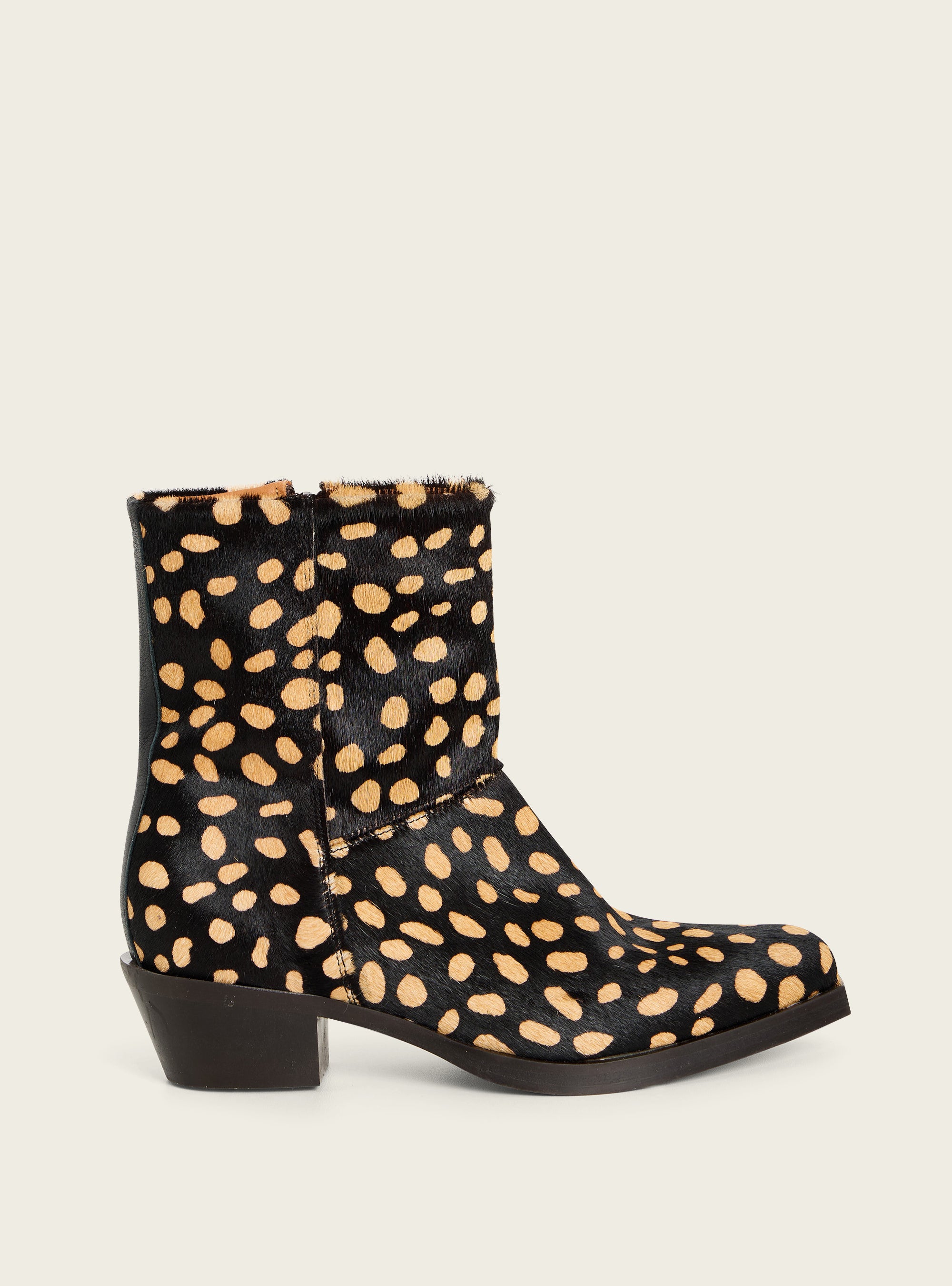 Animal print leather ankle boots